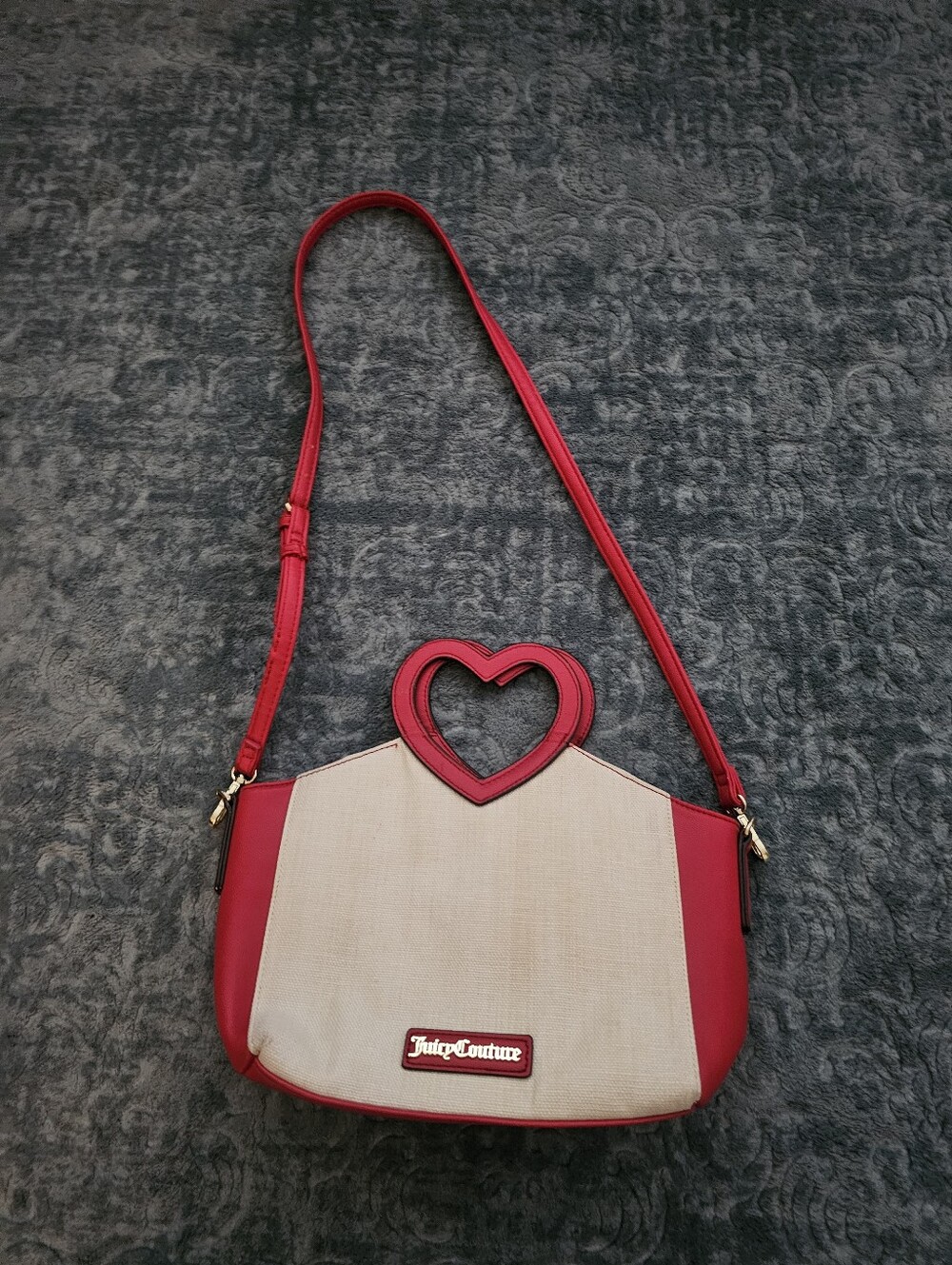 Juicy Couture Red & Cream Heart-Handle Crossbody Bag